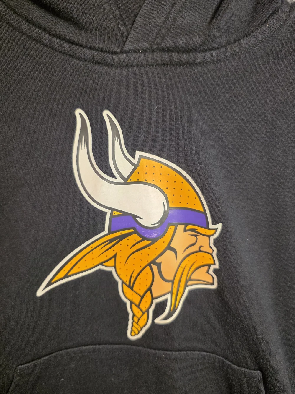 Nike NFL Minnesota Vikings Youth Small (8) Black Graphic Logo Pullover Hoodie